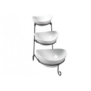 Þriggja hæða standur með 3 oval skálum
