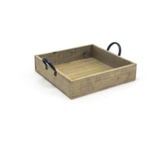 Viðarbakki rustic með handfangi