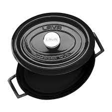 LAVA Pottur sporöskjulaga svartur - 33 cm