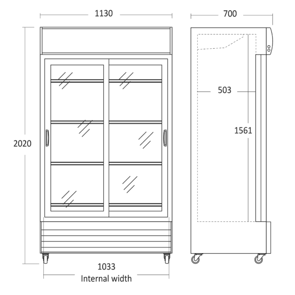 Scan kælir m/rennihurðum SD 1002 Showcase - Image 2