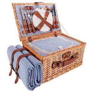 Picnic karfa fóðruð fyrir fjóra - blátt fóður