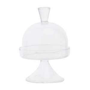 Glerdiskur á fæti með glerkúpul 7,5 cm