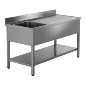 TECNODOM STÁLBORÐ 160X70X95H m. vask vinstri