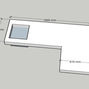 B-VARA -  Vitrum L-laga vaskborð - án fóta