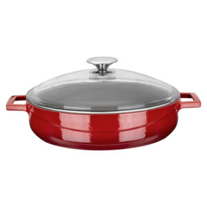 LAVA Steypujárns pottapanna Rauð með glerloki – 24 cm